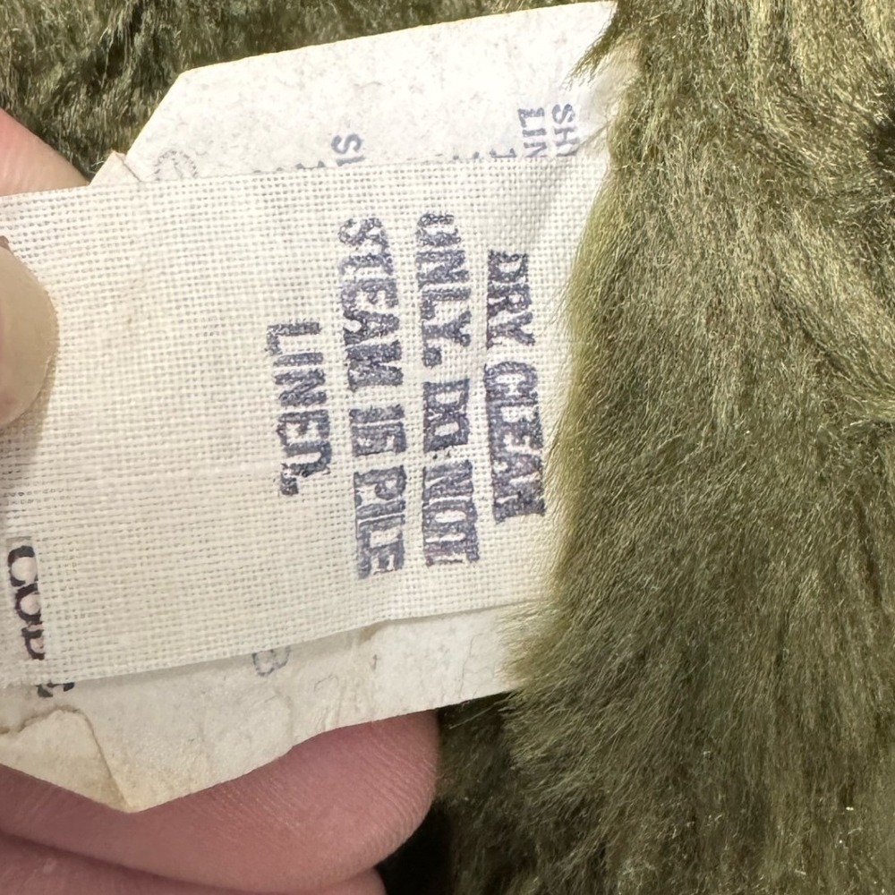 Sears The Leather Shop Jacket Mens 38 Tan Green Good Suede Corduroy Faux Fur - Picture 9 of 10